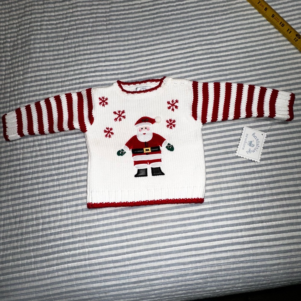 Hartstrings Santa Claus Christmas Sweater 9 month New Cute Xmas Baby Red/White